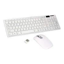 Kit Teclado + Mouse Wireless S/fio Ultra Slim 2.4 Ghz Branco