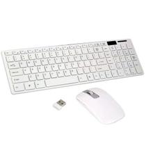 Kit Teclado + Mouse Wireless S/Fio Ultra Slim 2.4 Ghz Branco