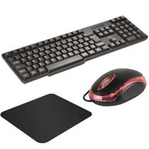 Kit Teclado Multilaser + Mouse c/Fio + Mouse Pad Compacto Confortável
