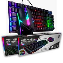 Kit Teclado Multimídia Membrana e Mouse Gamer RGB Rainbow K8 USB - MB Tech