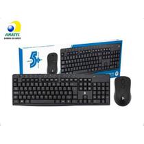 Kit Teclado Multimídia + Mouse Sem Fio 2.4ghz Preto Com Anatel 5+ ChipSCE