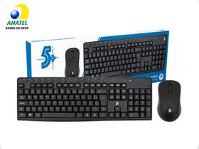 Kit Teclado Multimídia + Mouse Sem Fio Office Ambidestro 2.4GHZ 015-0079 5+