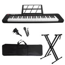 Kit Teclado Musical 61 Teclas Estudante Iniciante Rhythmic 50 + Capa e Suporte em X Kit Teclado Musical 61 Teclas Estudante Iniciante Rhythmic 50 + Capa e Suporte em X