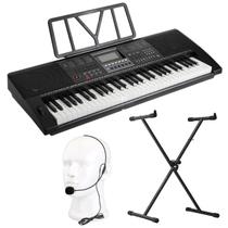 Kit Teclado Musical 61 Teclas Mt-5000 + Suporte E Microfone