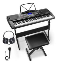Kit Teclado Musical 61 Teclas Voik VTM-3000 Com Acessórios
