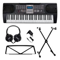 Kit Teclado Musical 61 Teclas Voik VTM3000 Com Suporte em X
