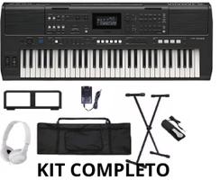 Kit Teclado Musical Arranjador Yamaha Psr E 483 Com Fonte