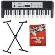 Kit Teclado Musical Arranjador YPT 270 Yamaha 61 Teclas + Suporte em X + Livro para Aprender