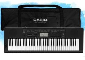 Kit Teclado Musical Casio CTK-3500 5/8 61 Teclas Sensíveis ao Toque Com Capa Preta