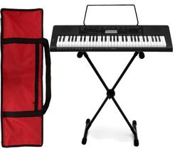 Kit Teclado Musical Casio CTK-3500 5/8 61 Teclas Sensíveis Completo Capa Vermelho