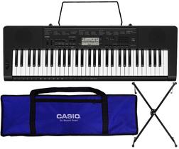 Kit Teclado Musical Casio CTK3500 5/8 61 Teclas Com Sensibilidade Suporte e Capa Azul