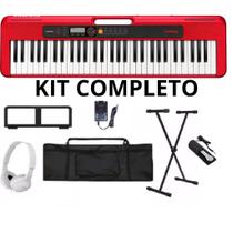 Kit Teclado Musical Casio Cts 200 Vermelho PEDAL CAPA FONE SUPORTE X