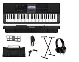 Kit Teclado Musical Casio Ctx800 Capa Pedal Suporte X Fone