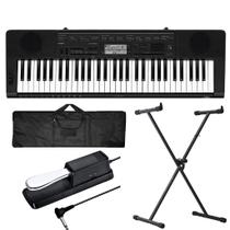 Kit Teclado Musical Casio Profissional Ctk3500 Capa Suporte X Pedal Sustain