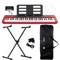 Kit Teclado Musical CASIOTONE CT-S200 CASIO Vermelho Aplicativo Chordana Play + Capa + Suporte X