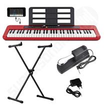 Kit Teclado Musical CASIOTONE CT-S200 CASIO Vermelho APP Chordana Play + Suporte X + Pedal