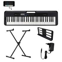 Kit Teclado Musical CASIOTONE CT-S300 Preto APP Chordana Play + Suporte X