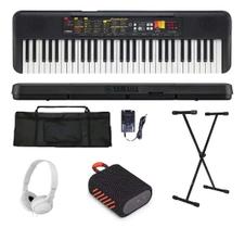 Kit teclado musical f52 yamaha com fonte suporte e capa
