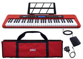 Kit Teclado Musical Kobe KB-300 Iniciante 61 Teclas Sensíveis Com Capa e Pedal Sustain