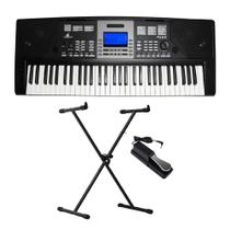 Kit Teclado Musical Pegasus P222 - Ritmos Brasileiros + Suporte em X + Pedal