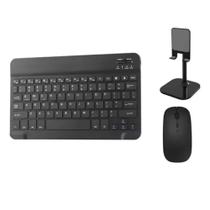 Kit Teclado para Tablet/ Celular Recarregável Bluetooth + Suporte Cel/ Tablet