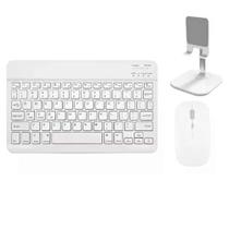 Kit Teclado para Tablet/ Celular Recarregável Bluetooth + Suporte Cel/ Tablet