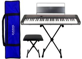 Kit Teclado/ Piano Casio 5/8 CT-S1 BK Bluetooth Banco, Suporte e Capa Azul