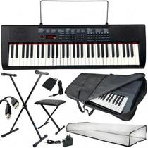 Kit Teclado Queens Max 61 Teclas Fonte + Capa Banco Suporte