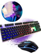 Kit Teclado RGB com Mouse Gamer Mecânico Led com Fio