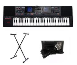 Kit Teclado Roland E-A7 Com Suporte e Microfone Regent Kit Teclado Roland E-A7 Com Suporte e Microfone Regent