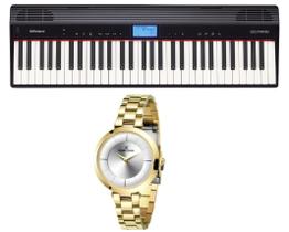 Kit Teclado Roland Go Piano Go61p e Relógio Dk11135-1
