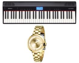 Kit Teclado Roland Go Piano Go61p e Relógio Dk11135-2