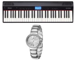 Kit Teclado Roland Go Piano Go61p e Relógio Dk11237-4