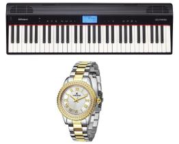 Kit Teclado Roland Go Piano Go61p e Relógio Dk11244-2