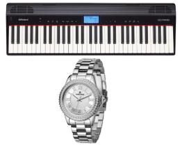 Kit Teclado Roland Go Piano Go61p e Relógio Dk11244-6