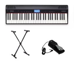 Kit Teclado Roland Go Piano Go61p Suporte e Pedal Sustain