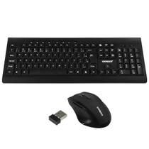 Kit Teclado Sem Fio Satellite AK-726G Portugues + Mouse 1.600 Dpi - Preto