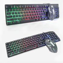 Kit Teclado Semi Mecânico E Mouse Óptico Gamer Com Led Rgb