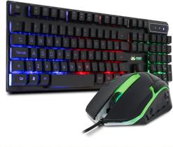 Kit Teclado Semi Mecânico Gamer Led Rgb Multimídia Mouse Laser 3 Botões Usb 2.0 Pc Computador Notebo