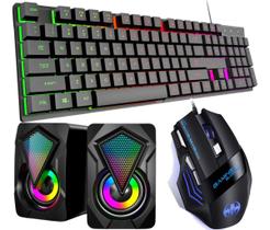 Kit Teclado Semi-mecânico +mouse Gamer 3200 Dpi+ Caixa D Som