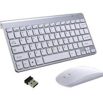 Kit Teclado Slim Com Mouse Sem Fio 2.4g Ultra Fino Para Pc Notebook Prata - knup