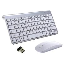 Kit Teclado Slim com Mouse Sem Fio Ultra Fino Prata Kit Teclado Slim com Mouse Sem Fio Ultra Fino Prata