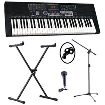 Kit Teclado Waldman KeyPro 6100X 61 Teclas + Microfone + Suporte X + Pedestal + Cachimbo