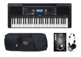 Kit Teclado Yamaha Arranjador PSR E373 com Capa e Fone K414