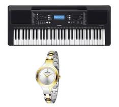 Kit Teclado Yamaha PSR E373 e Relogio Dk Fashion Dk11235-3 Kit Teclado Yamaha PSR E373 e Relogio Dk Fashion Dk11235-3