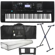 Kit Teclado Yamaha PSR-E473 Arranjador 61 Teclas Preto Tx01