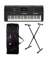 Kit Teclado Yamaha PSR-E483 + Capa + Suporte em X