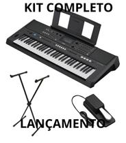 Kit Teclado Yamaha Psr E483 Modelo Novo Com Suporte E Pedal