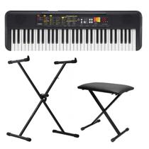 Kit Teclado Yamaha PSR-F52 Preto 61 Teclas + Suporte X + Banqueta X