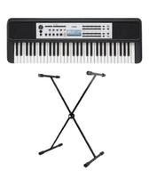 Kit Teclado Yamaha YPT-380 Portátil Preto + Suporte